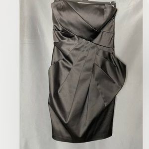 Max & Cleo Black Satin Party Dress Size 4 EUC